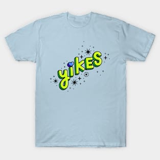 Yikes 3D Cartoon Lettering in Neon Green T-Shirt